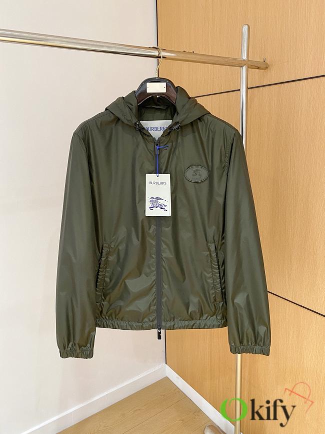 Okify Burberry Green Padded Hooded Jacket - 1