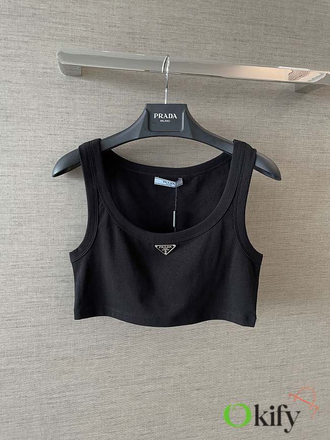 Okify Prada Black Crop Top  - 1