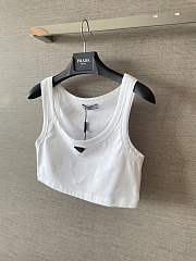Okify Prada White Crop Top  - 2