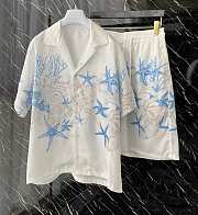 Okify Versace Set Of Blue Ocean Shirt And Shorts - 1