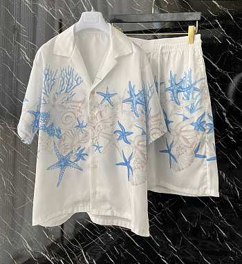 Okify Versace Set Of Blue Ocean Shirt And Shorts