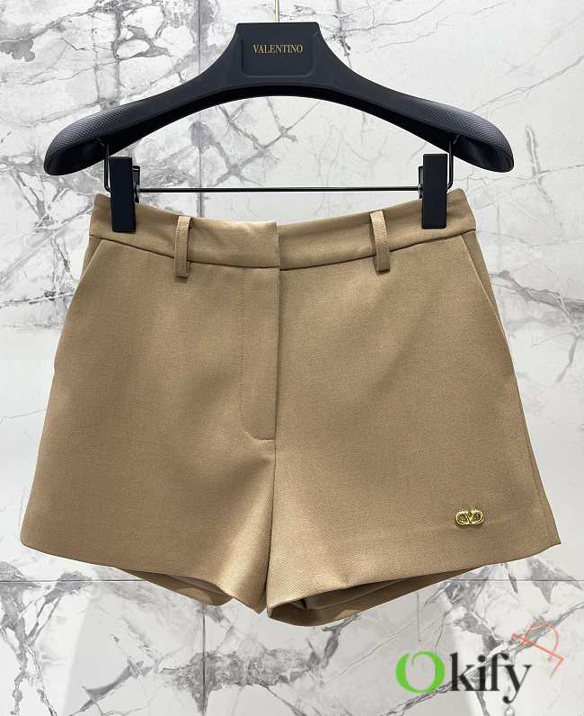 Okify Valentino Light Brown A-line Shorts - 1