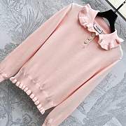 Okify Valentino Lapel Lace Pullover Sweater In Pink  - 4