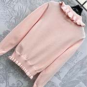 Okify Valentino Lapel Lace Pullover Sweater In Pink  - 3