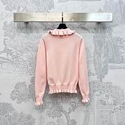 Okify Valentino Lapel Lace Pullover Sweater In Pink  - 2