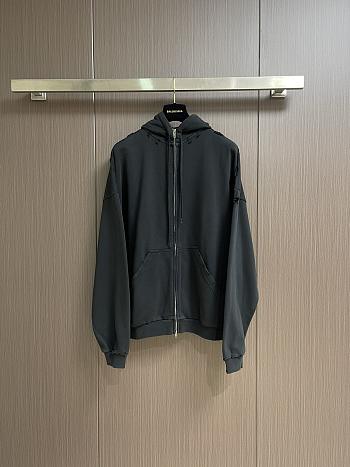 Okify Balenciaga Lettered Tape Black Zipper Jacket