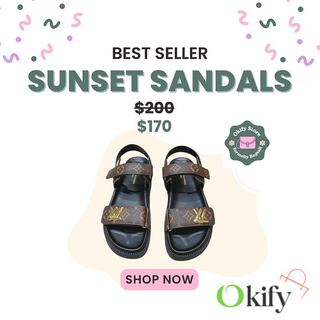 Okify Louis Vuitton Sunset Flat Comfort Sandals In Brown - 1