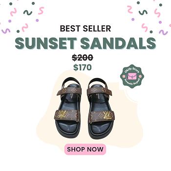 Okify Louis Vuitton Sunset Flat Comfort Sandals In Brown