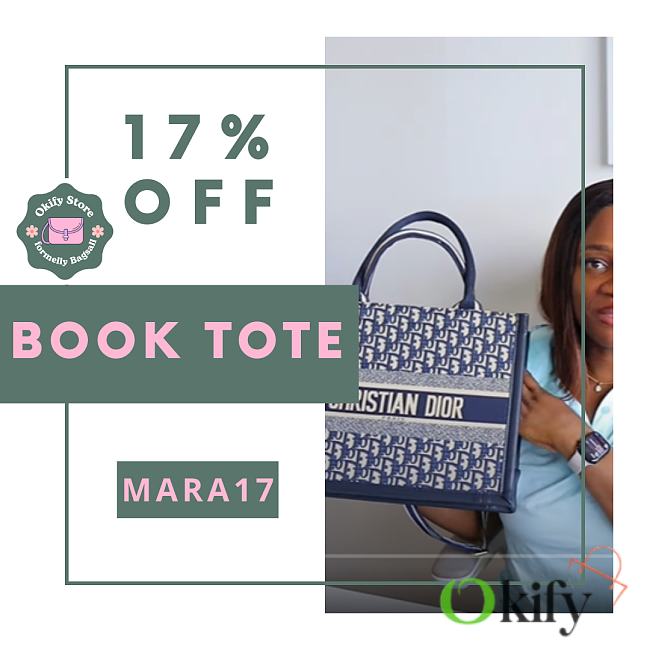 Okify Dior Medium Book Tote Oblique Embroidery Bag 36x27.5x16.5cm - 1