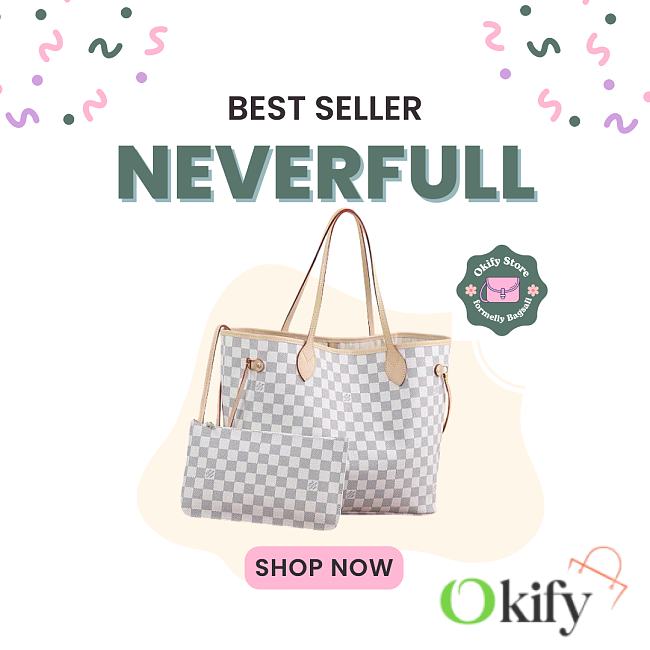 Okify Louis Vuitton Neverfull MM Damier Bag In Beige N40604 32x29x17cm  - 1