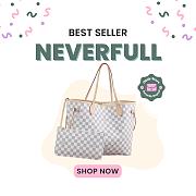 Okify Louis Vuitton Neverfull MM Damier Bag In Beige N40604 32x29x17cm  - 1
