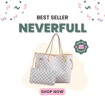 Okify Louis Vuitton Neverfull MM Damier Azur In Beige N40604 32x29x17cm 