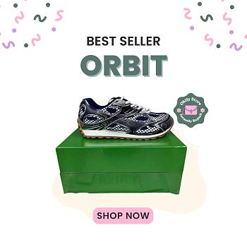 Okify Bottega Veneta Orbit Sneakers In Dark Blue And Silver