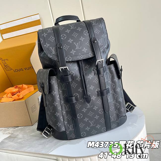 Okify Louis Vuitton Christopher MM Backpack In Black Monogram 41x48x13cm - 1