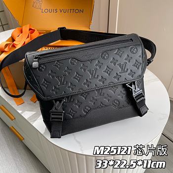 Okify Louis Vuitton Messenger Voyager PM Bag In Monogram Shadow M25121 33x22.5x11cm