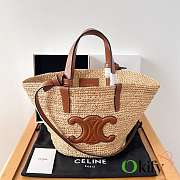 Okify Celine Teen Supple Classic Panier In Raffia And Calfskin 21.5x22x13cm - 2