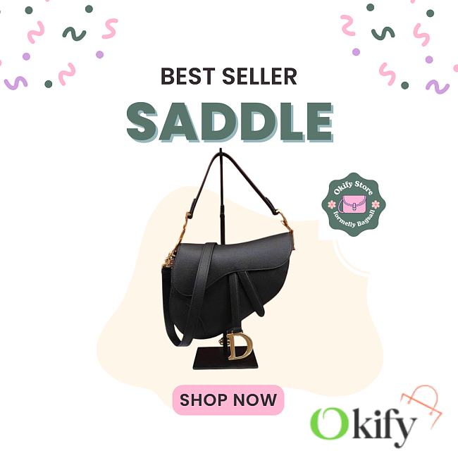 Okify Dior Saddle Bag In Black 25.5x20x6.5cm - 1