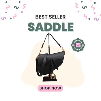 Okify Dior Saddle Bag In Black 25.5x20x6.5cm