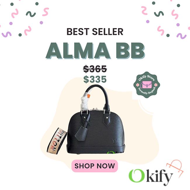 Okify Louis Vuitton Alma BB Epi Leather Bag In Black M57341 23.5x17.5x11.5cm - 1