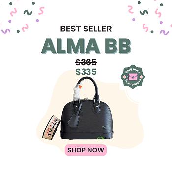 Okify Louis Vuitton Alma BB Epi Leather Bag In Black M57341 23.5x17.5x11.5cm