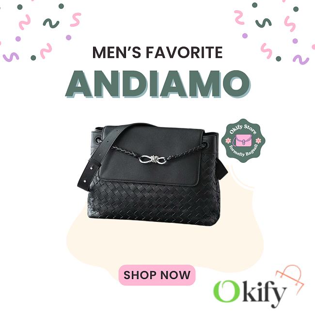 Okify Bottega Veneta Andiamo Messenger Bag In Black 37x26x13cm - 1