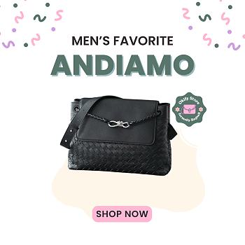 Okify Bottega Veneta Andiamo Messenger Bag In Black 37x26x13cm