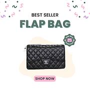 Okify CC Classic Flap Bag Jumbo 30cm In Black Caviar With Silver Hardware - 1