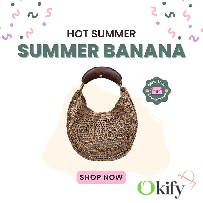 Okify Chloe Summer Banana Raffia Hobo Bag In Beige 36x21.5x2cm - 1