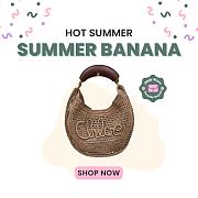 Okify Chloe Summer Banana Raffia Hobo Bag In Beige 36x21.5x2cm - 1