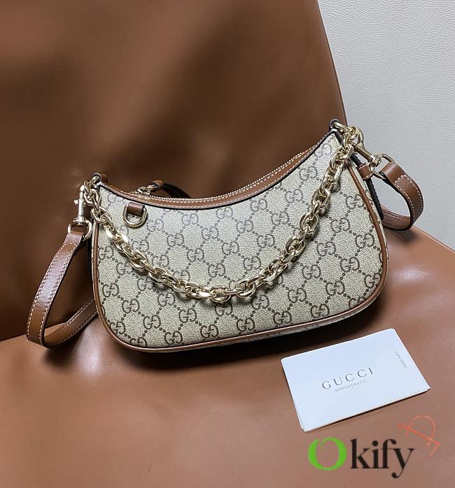 Okify Gucci GG Emblem Small Shoulder Bag In Brown 24x16.5x5.5cm - 1