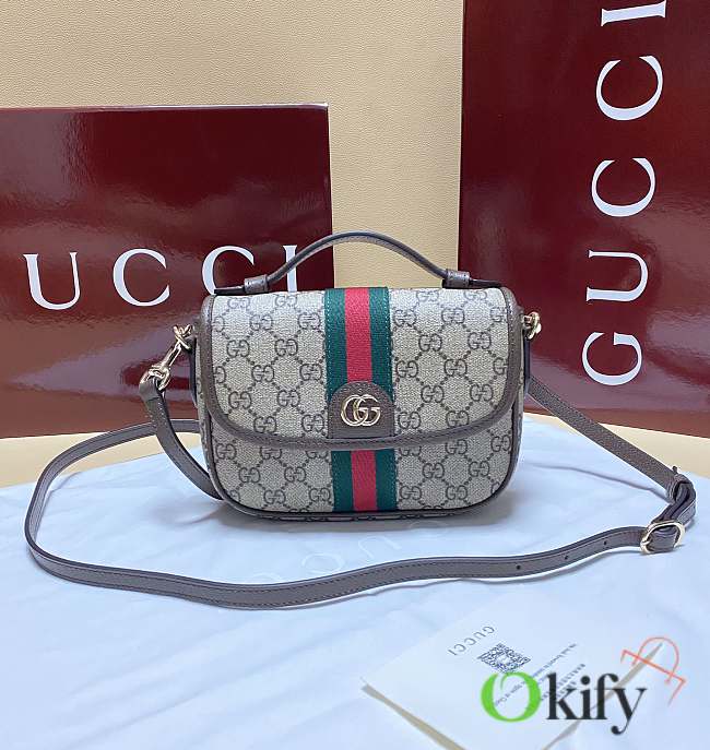 Okify Gucci Ophidia Small Top Handle Bag In Brown 20x16x5cm - 1