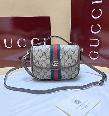 Okify Gucci Ophidia Small Top Handle Bag In Brown 20x16x5cm
