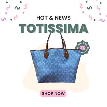 Okify Gucci Totissima Large Tote Denim Bag 30.5x28x27cm