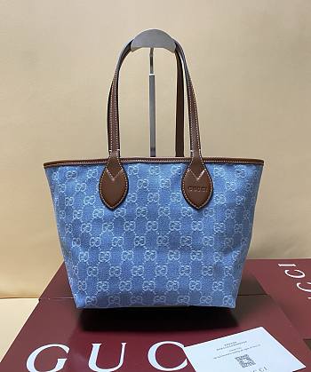 Okify Gucci Totissima Small Tote Denim Bag 22x19x18cm