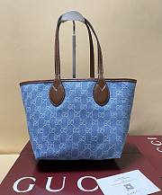 Okify Gucci Totissima Small Tote Denim Bag 22x19x18cm - 5