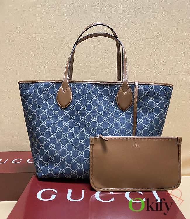 Okify Gucci Totissima Large Tote Dark Denim Bag 30.5x28x27cm - 1