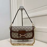 Okify Gucci Horsebit 1955 Small Shoulder Bag In Brown 23.5x14x5cm - 1