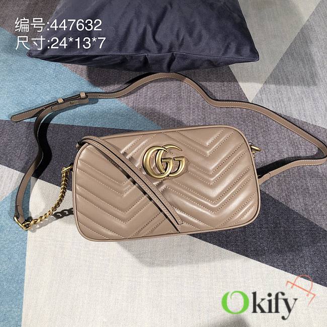 Okify Gucci Marmont Matelasse Shoulder Bag In Beige 24x13x7cm - 1
