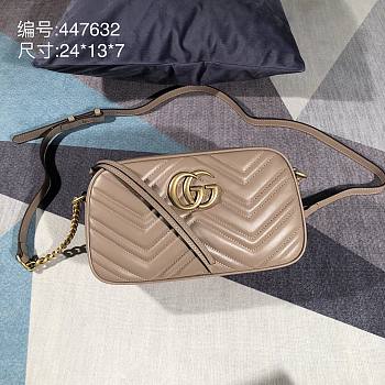 Okify Gucci Marmont Matelasse Shoulder Bag In Beige 24x13x7cm
