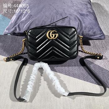 Okify Gucci Marmont Crossbody Bag In Black 18x12x6cm