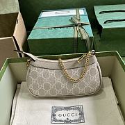 Okify Gucci Ophidia Mini Handbag In Beige And White 10x19x3cm - 3