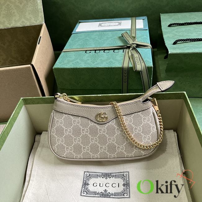 Okify Gucci Ophidia Mini Handbag In Beige And White 10x19x3cm - 1
