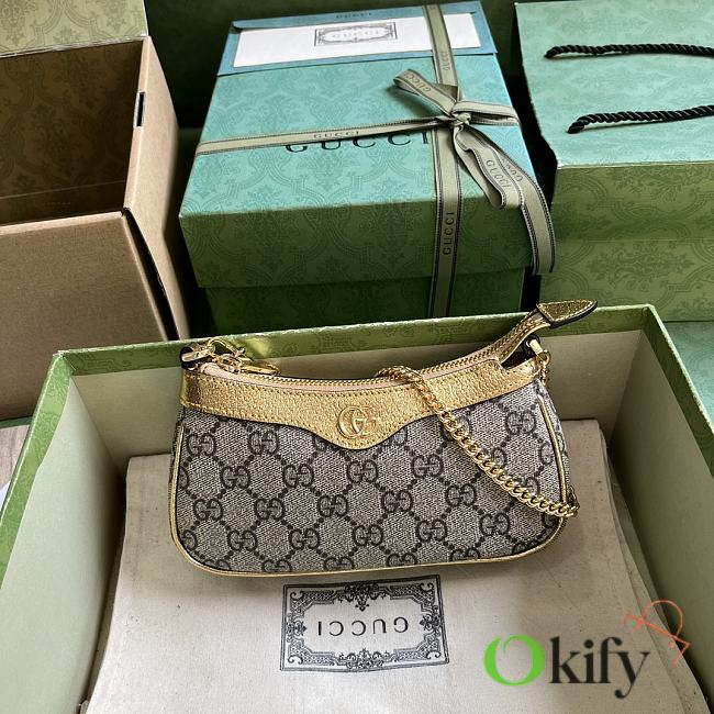 Okify Gucci Ophidia Mini Handbag In Gold And Brown 10x19x3cm - 1