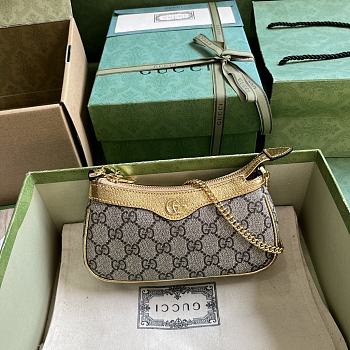Okify Gucci Ophidia Mini Handbag In Gold And Brown 10x19x3cm