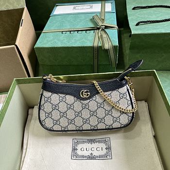 Okify Gucci Ophidia Mini Handbag In Beige And Dark Blue 10x19x3cm