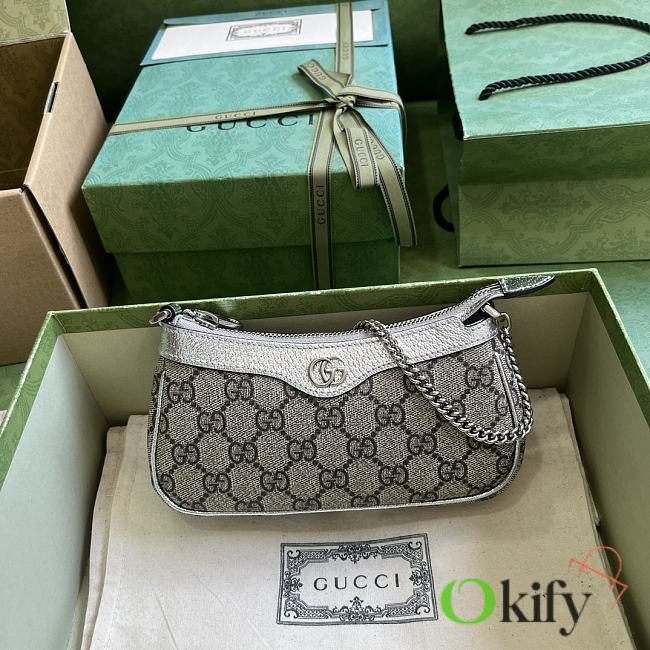 Okify Gucci Ophidia Mini Handbag In Silver And Brown 10x19x3cm - 1