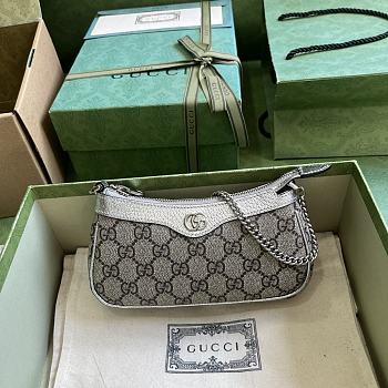 Okify Gucci Ophidia Mini Handbag In Silver And Brown 10x19x3cm