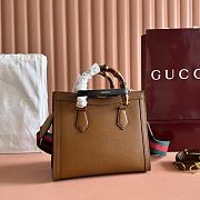 Okify Gucci Diana Small Tote Bag In Brown With Black Shaper 27x24x11cm - 5
