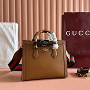 Okify Gucci Diana Small Tote Bag In Brown With Black Shaper 27x24x11cm - 1