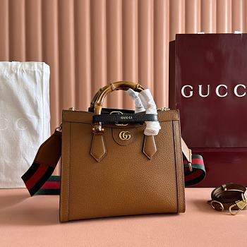 Okify Gucci Diana Small Tote Bag In Brown With Black Shaper 27x24x11cm